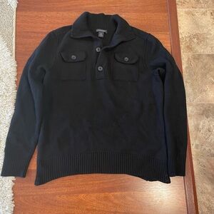 Men’s Banana Republic 100% Fine Merino Wool Black Sweater M L